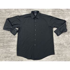 Arrow Shirt Mens 16.5 34/35 Black Long‎ SLeeve Button Up Poplin Polyester Blend